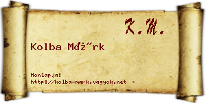 Kolba Márk névjegykártya